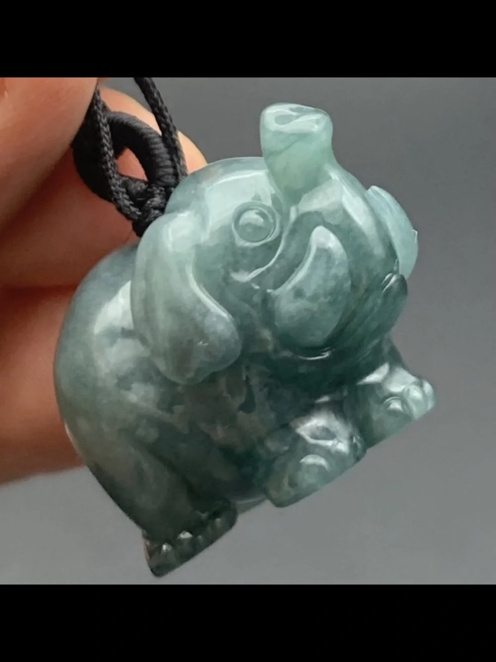 Certificate Jadeite Jade Grade A Luck Green Elephant chunk up pendant